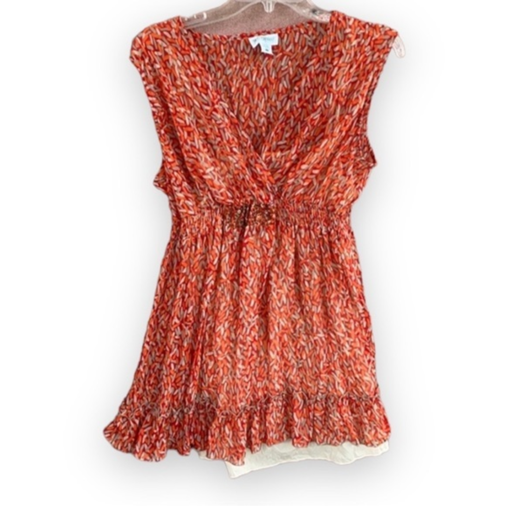 Motherhood Maternity L Orange Beaded Boho Sleeveless Elastic Waist Top